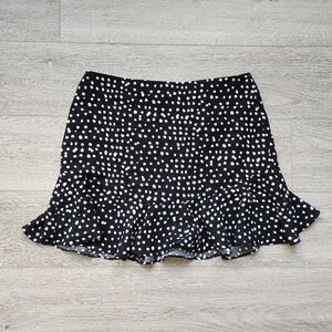 Banana Republic Black White Cream Polka Dot Mini Skirt Womens 8 Ruffle